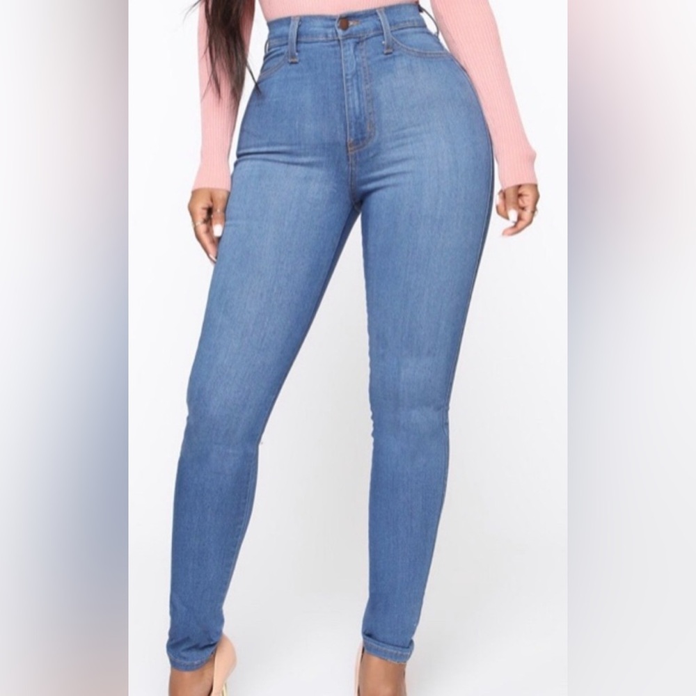 Fashion Nova Blue High Rise Jeans